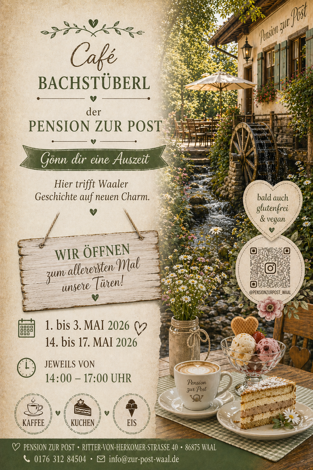 Café Bachstüberl der Pension zur Post – Öffnung im Mai 2026